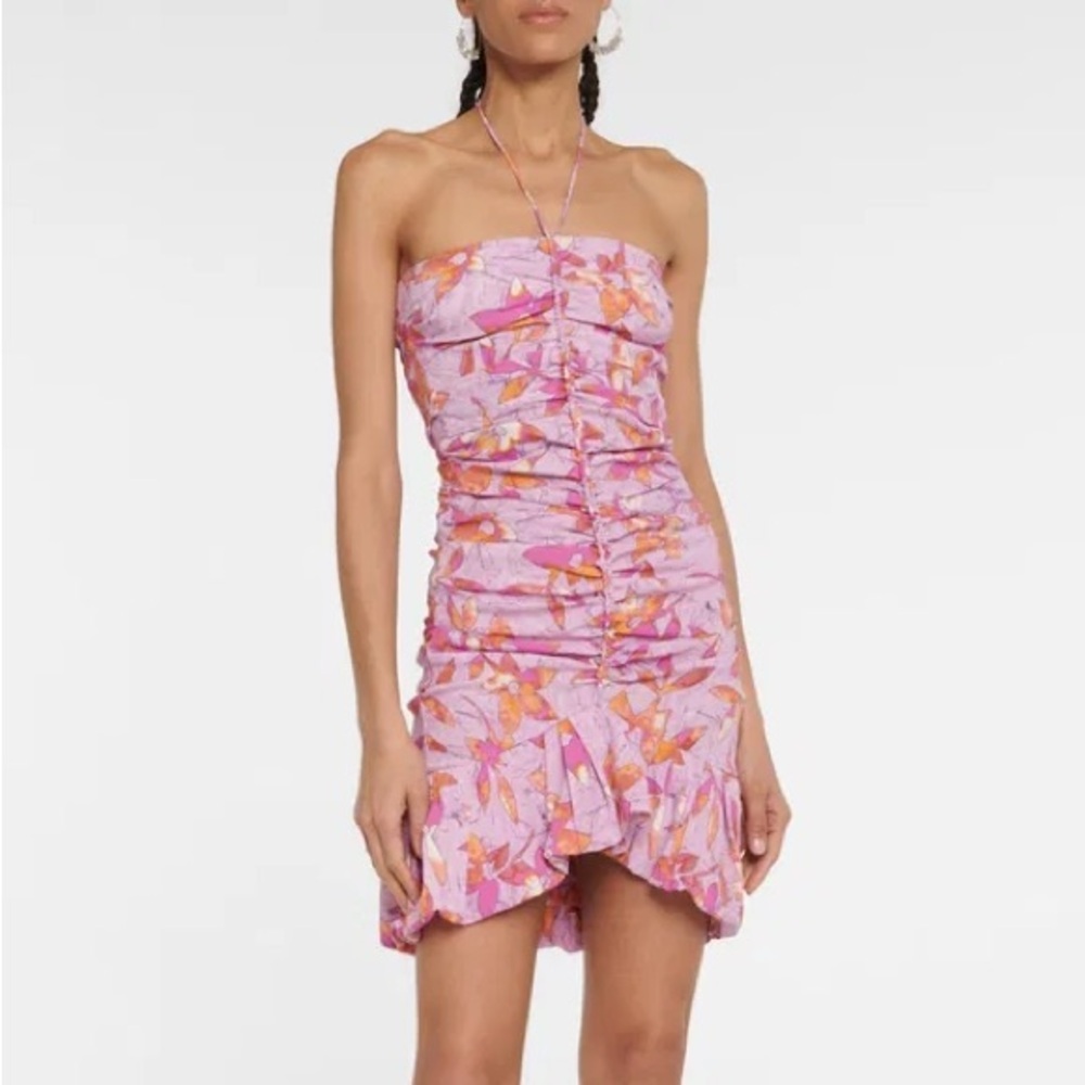 Isabel Marant Stacy Halter Mini Dress in Pink
